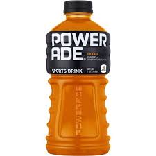 A plastic Powerade bottle.